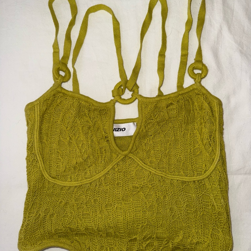 Danielle Guizio Green Sleeveless Crop Bustier Top